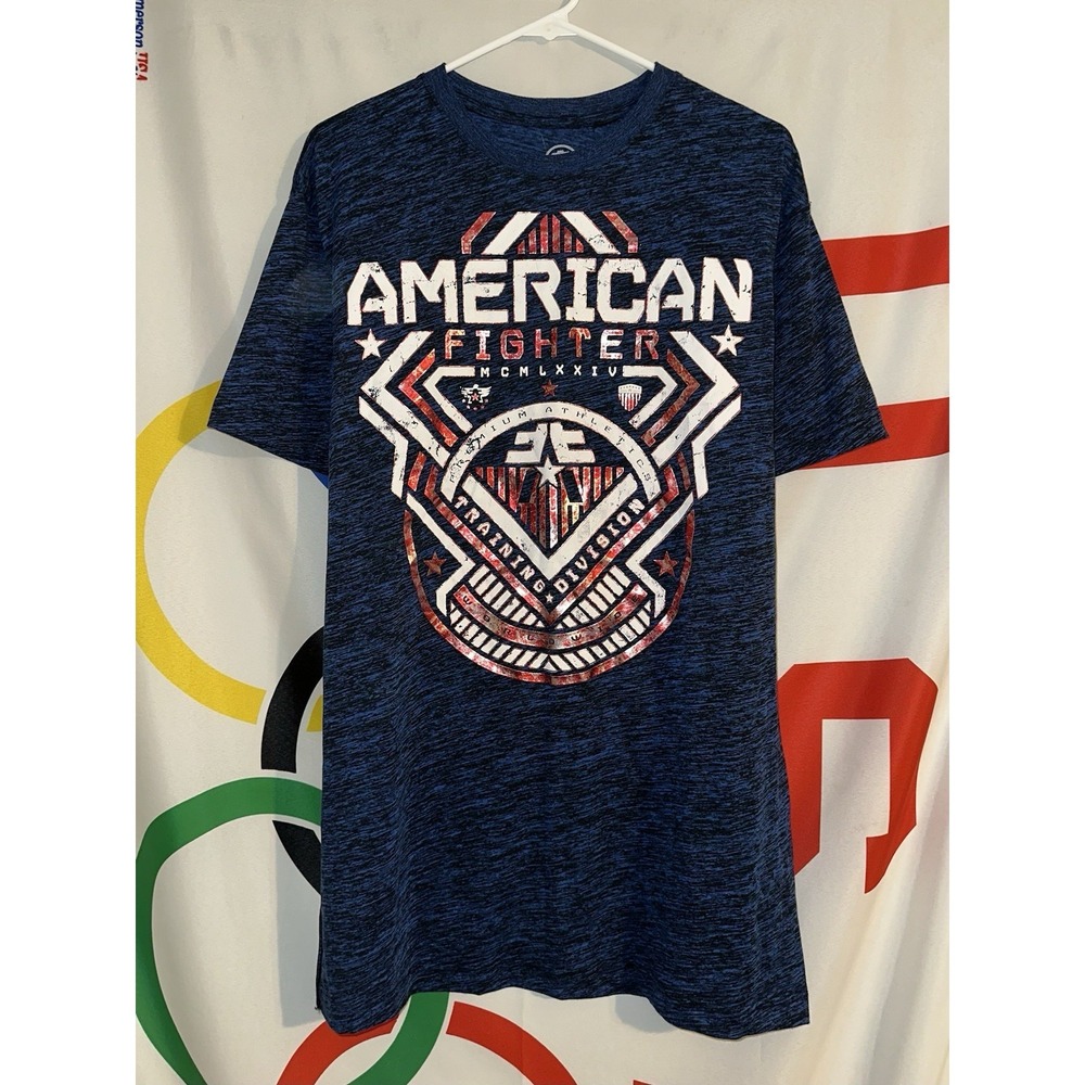 NWT American Fighter T Shirt Mens XL Blue Dyersville Graphic Tee MMA Buckle